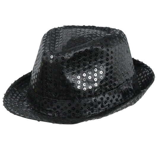 Cappello da Gangster Nero con Paillettes Eco