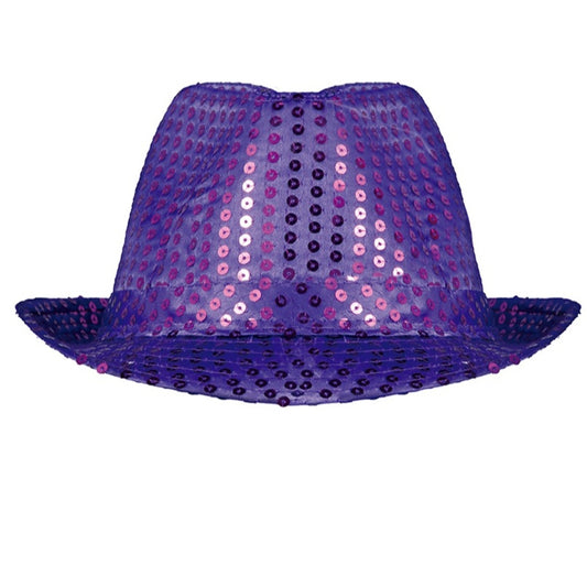 Cappello da Gangster Viola con Paillettes