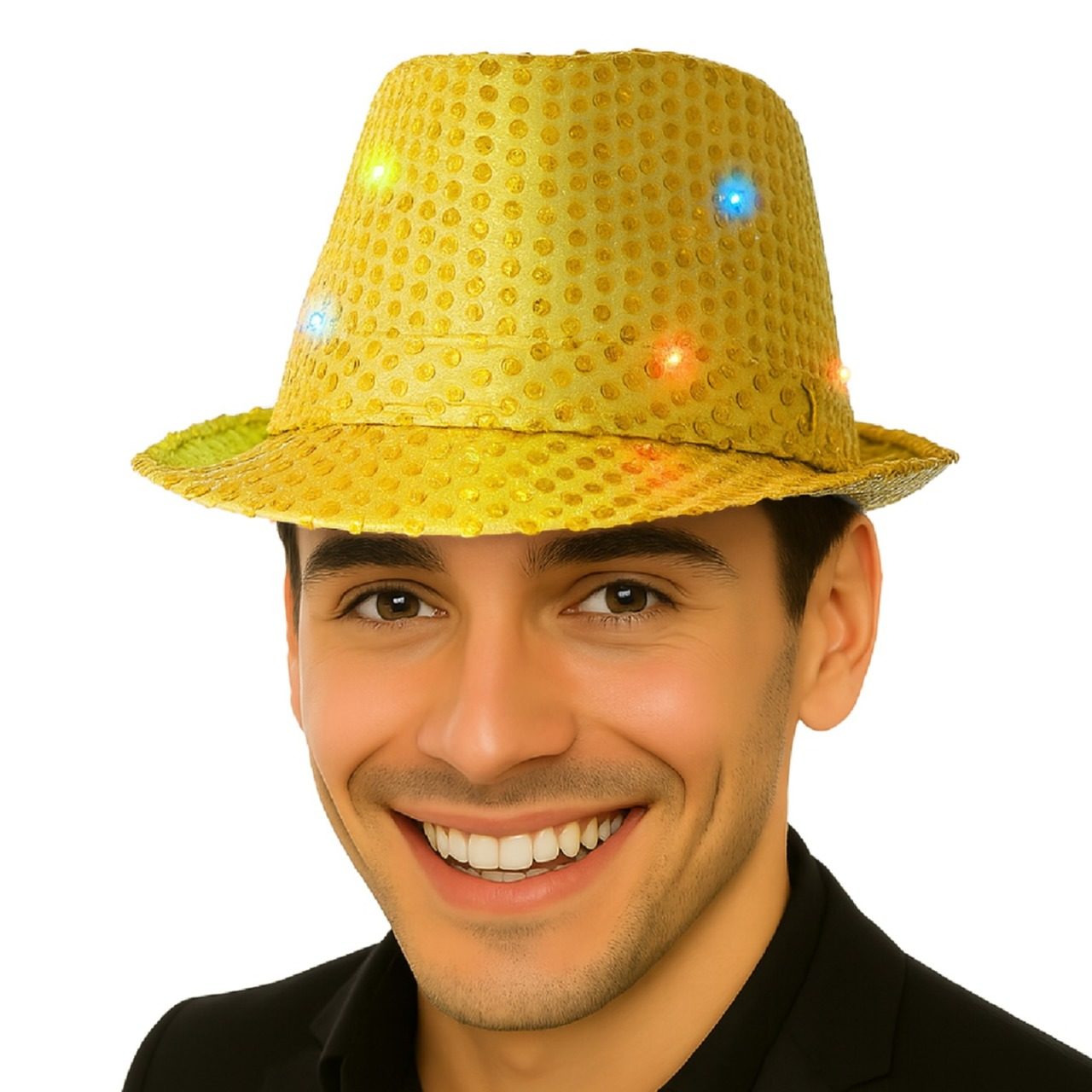Cappello a Cilindro Paillettes Oro Luci