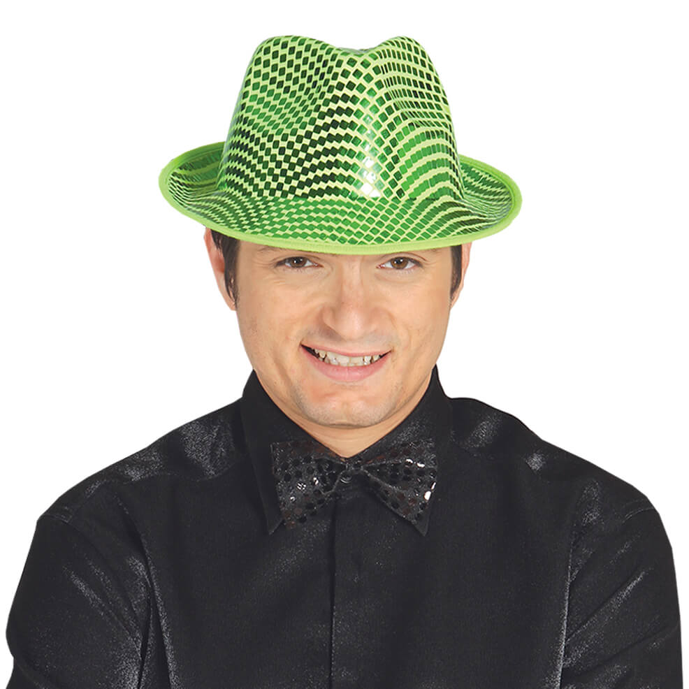 Cappello Gangster Paillettes Verde