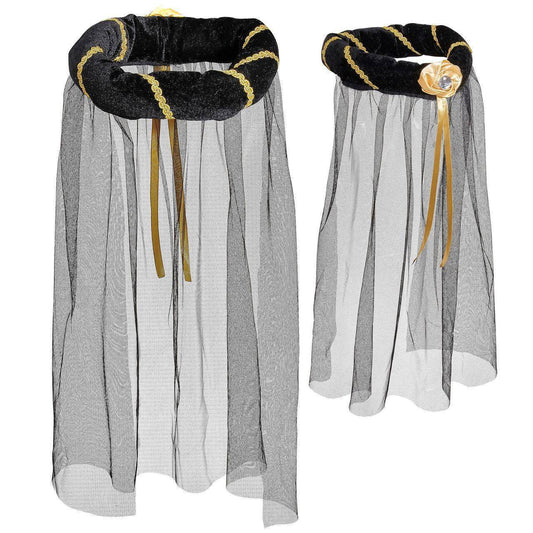 Copricapo Medievale Nero con Velo