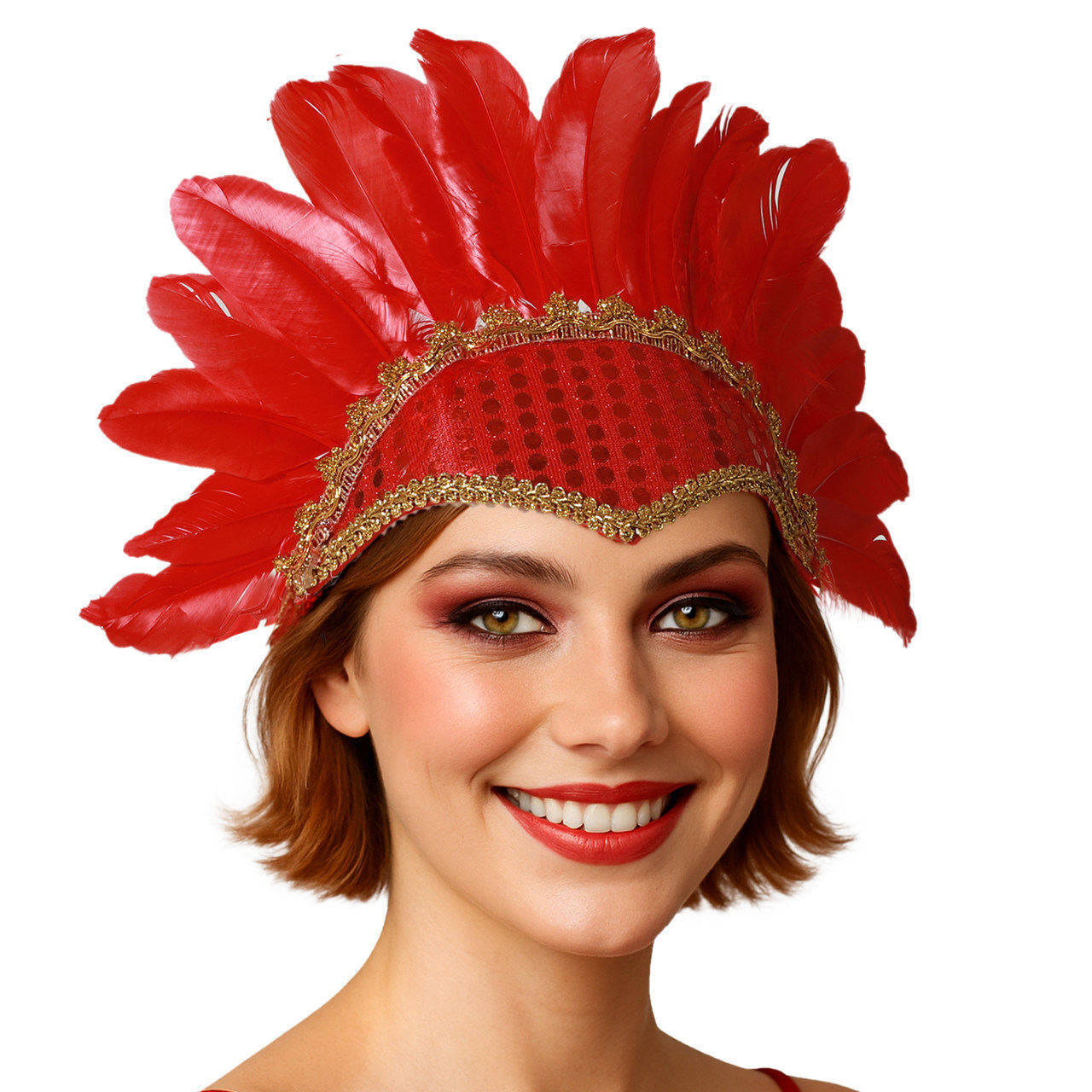 Copricapo con Piume rosse Eco