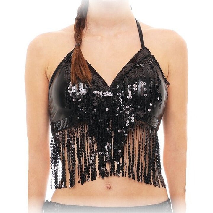 Top con paillettes nero