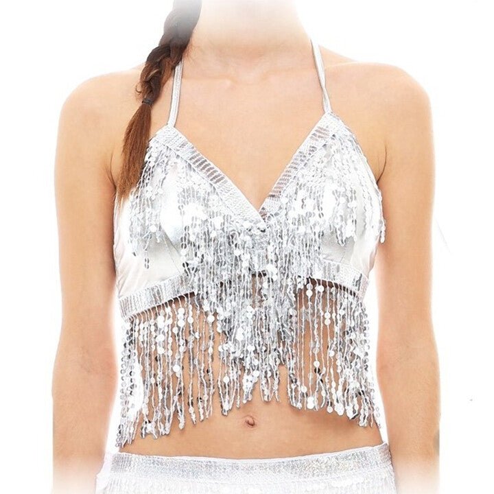 Top con paillettes argentato