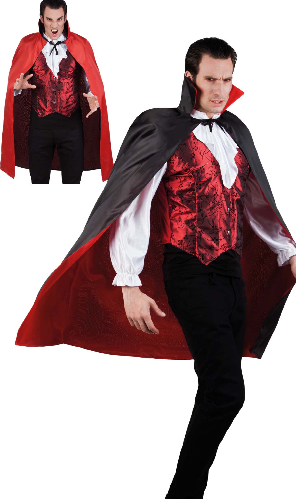 Mantello Nero Rosso Reversibile