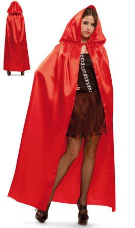 Mantello Rosso Cappuccio Satin