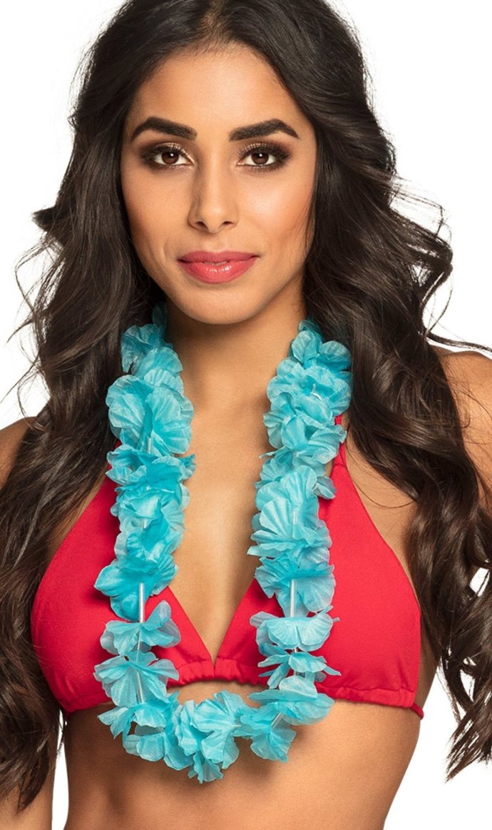 Collana hawaiana blu turchese