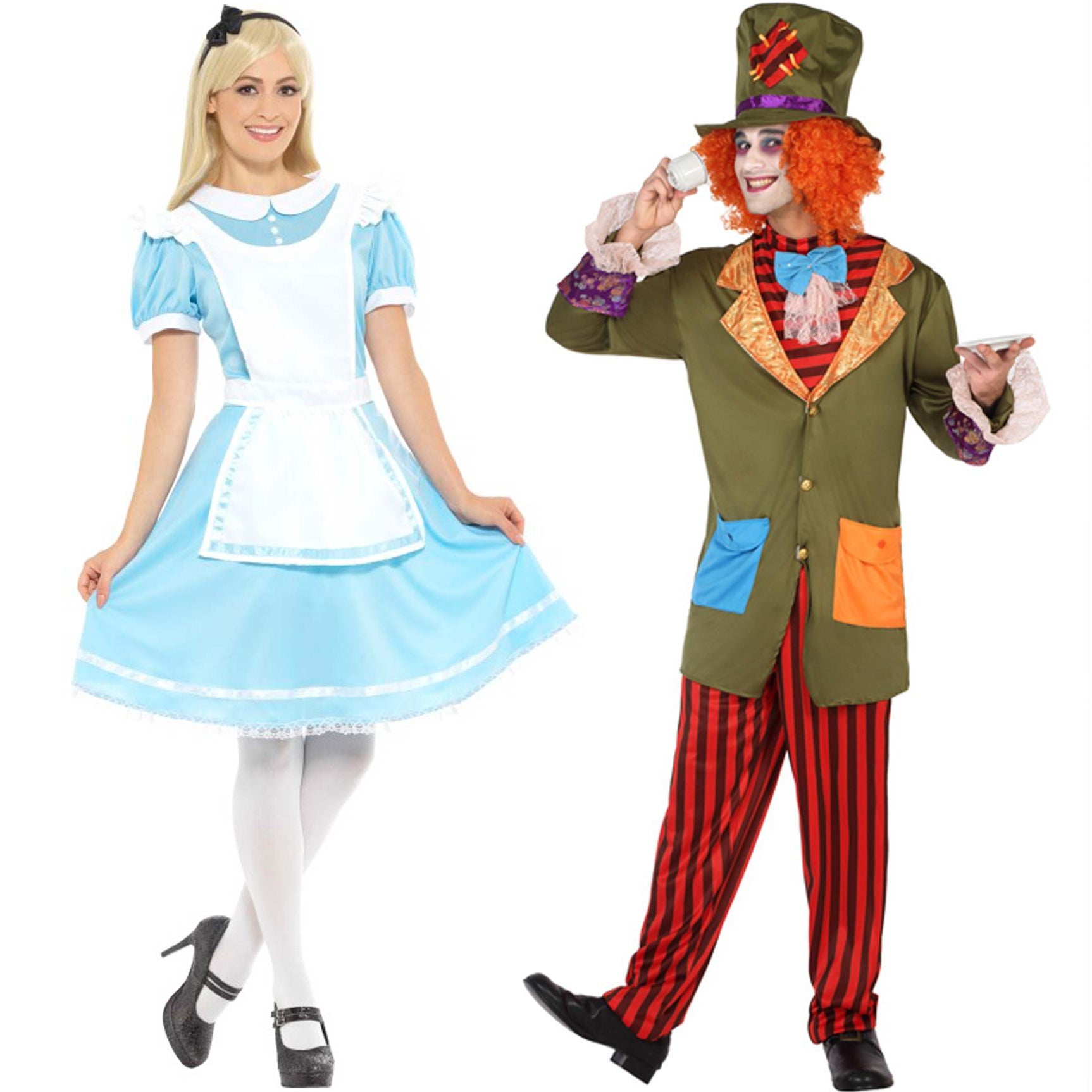 Costume coppia Cappellaio matto e Alice nel Paese delle meraviglie adulto:  Costumi coppi…