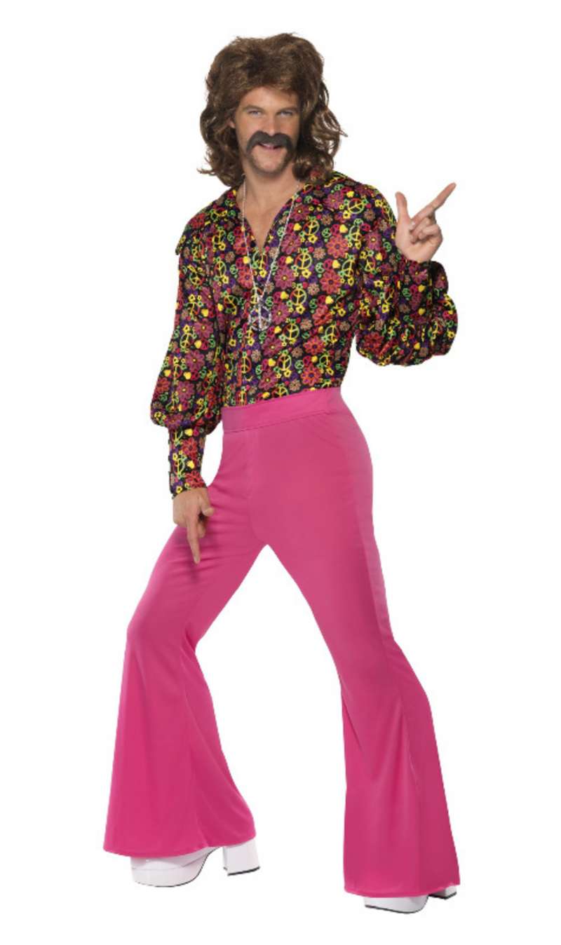 Costume Hippie Anni 60 Uomo - Camicia E Pantaloni A Zampa, Stag Do E Feste - Foto 9