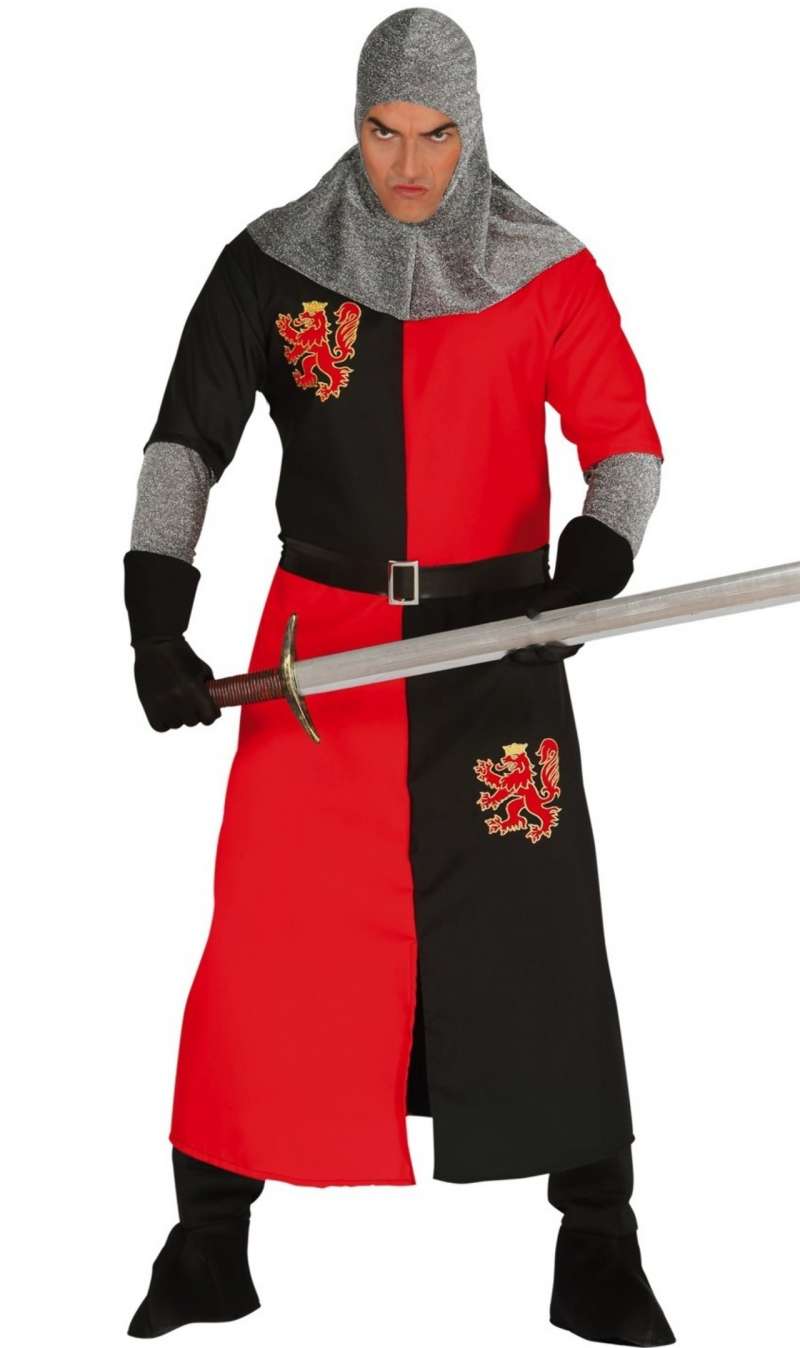 Costume da mantello da guerriero medievale rosso per uomo