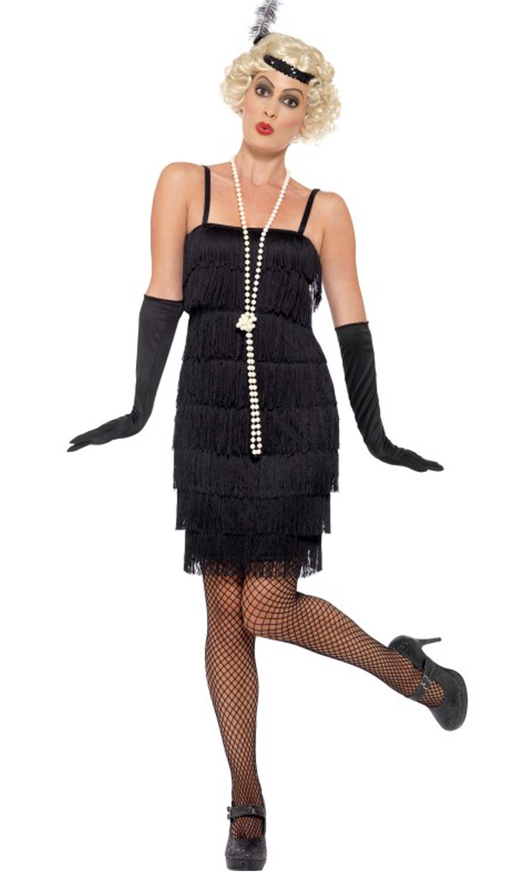 Costume charleston donna nero con frange