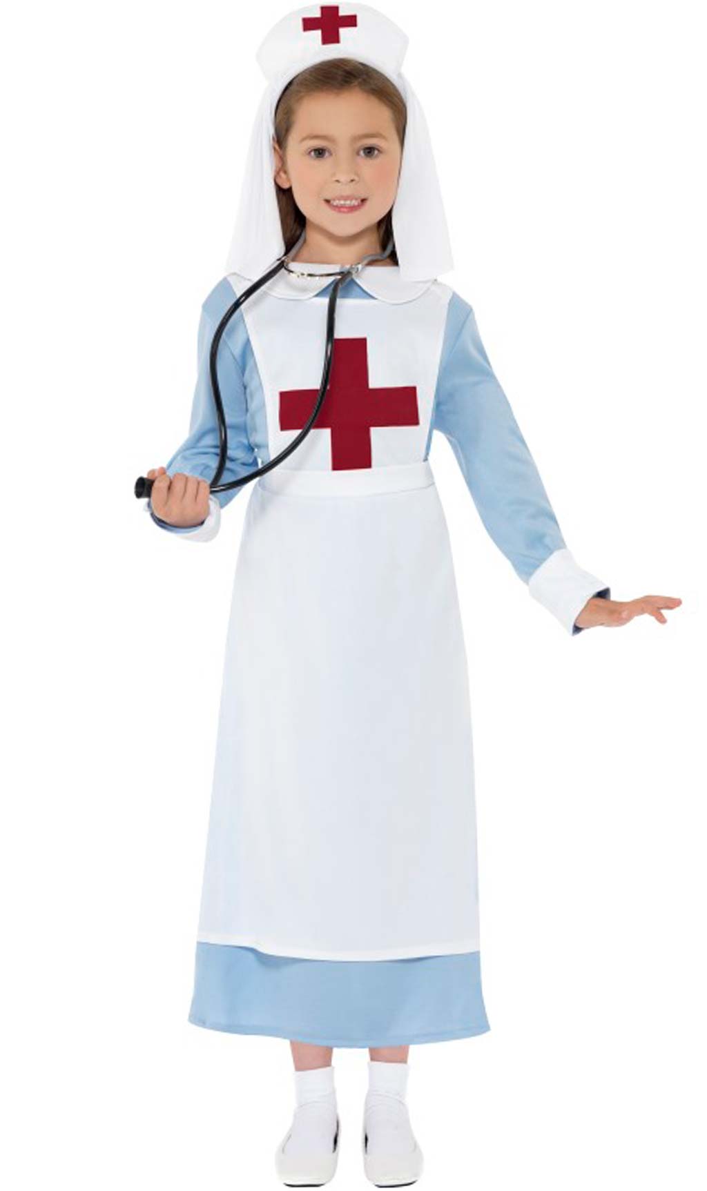Costume carnevale crocerossina baby infermiera 10/12 anni vestito con cuffia