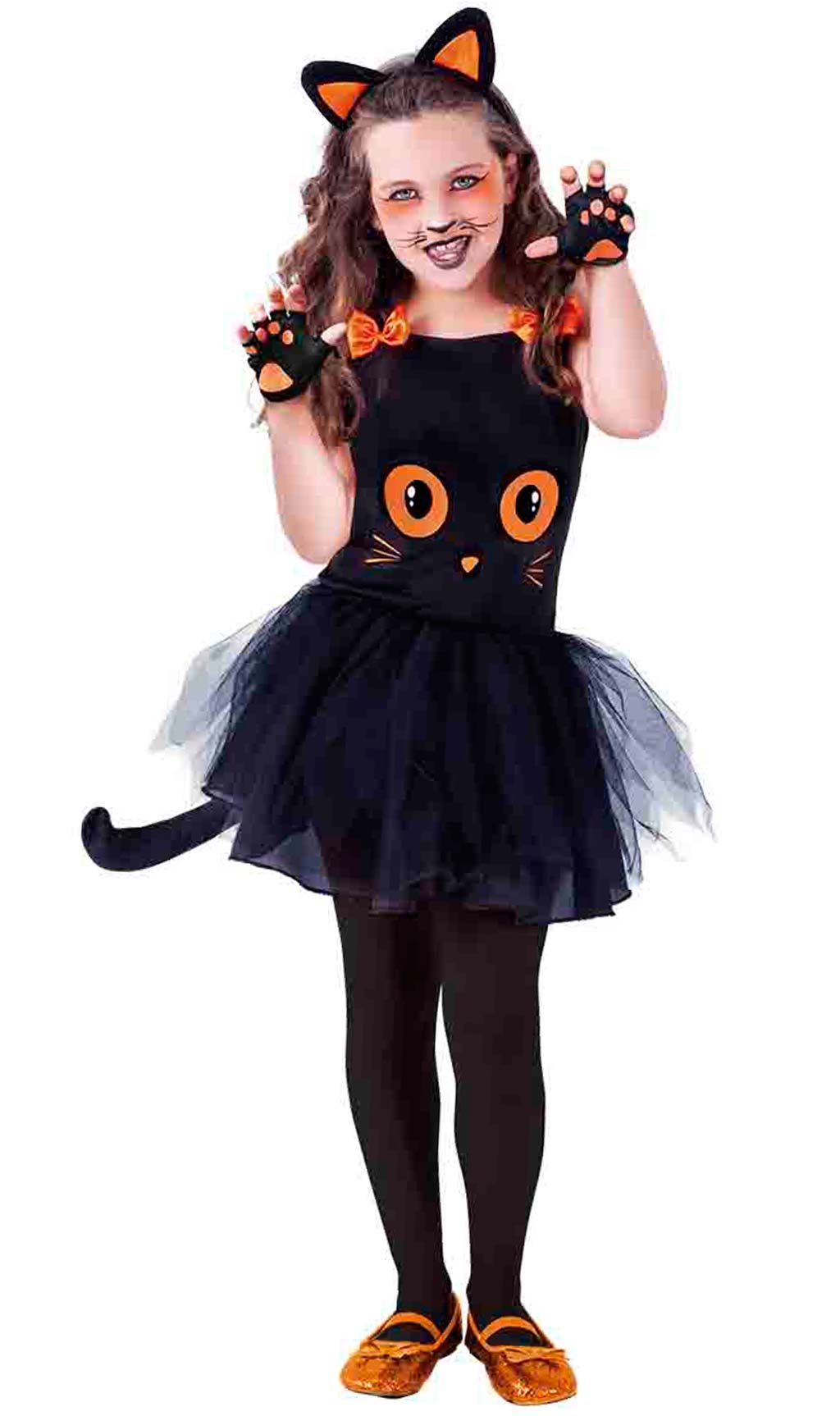 Guirca Costume da Gattina Nera Cat Woman Vestito Gattino per Bimba