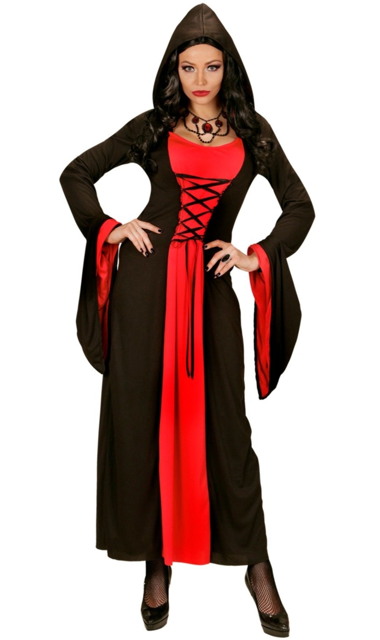 Costume Carnevale Donna Da Strega Gotica Ali Abito Vestito Di Halloween  Adulto