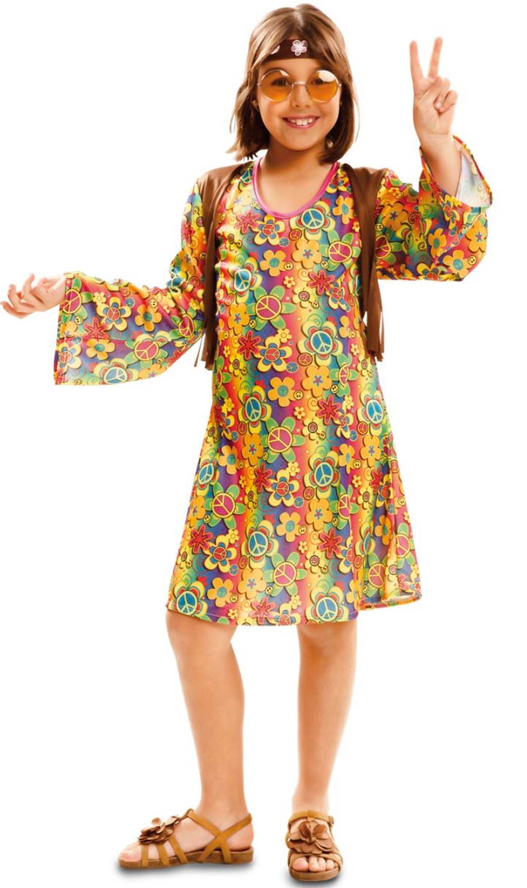 Costume da hippy in jeans blu per donna Costume da hippy in jeans blu per donna