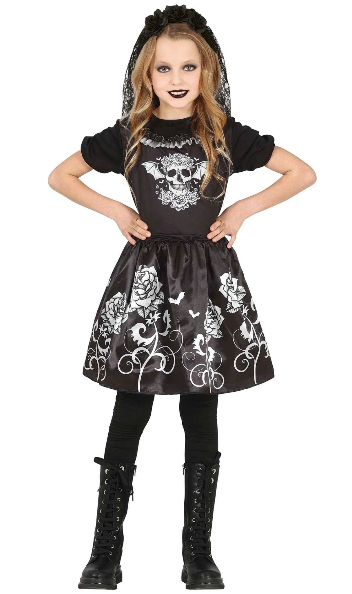 Disfraz de Novia Gótica Rosas para niña I Don Disfraz