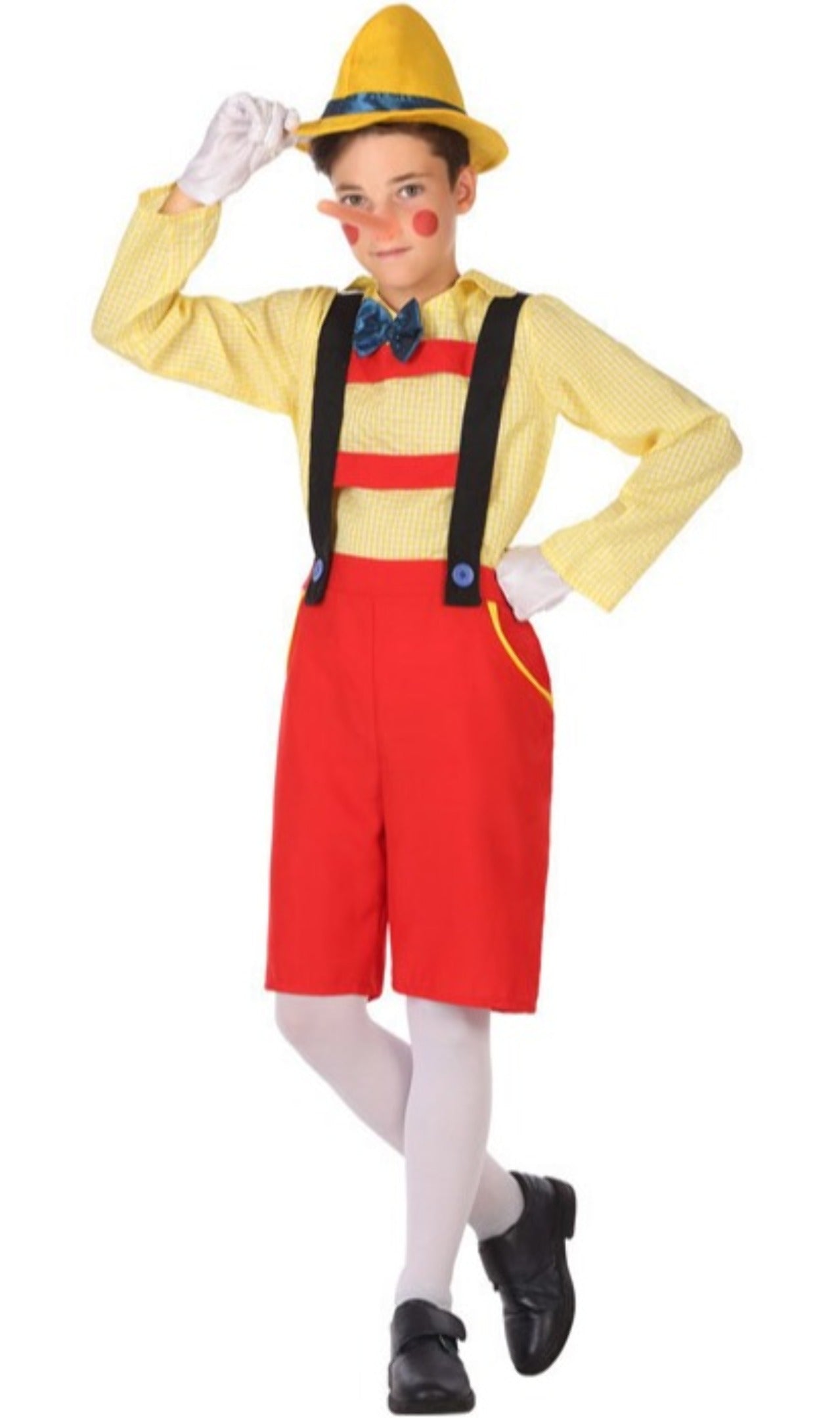 DEGUISE TOI Costume Marionetta Bugiarda Bambino - Tuta Gilet Cappello Guanti - Carnevale E Feste In Maschera - Taglia XS (3-4 Anni)