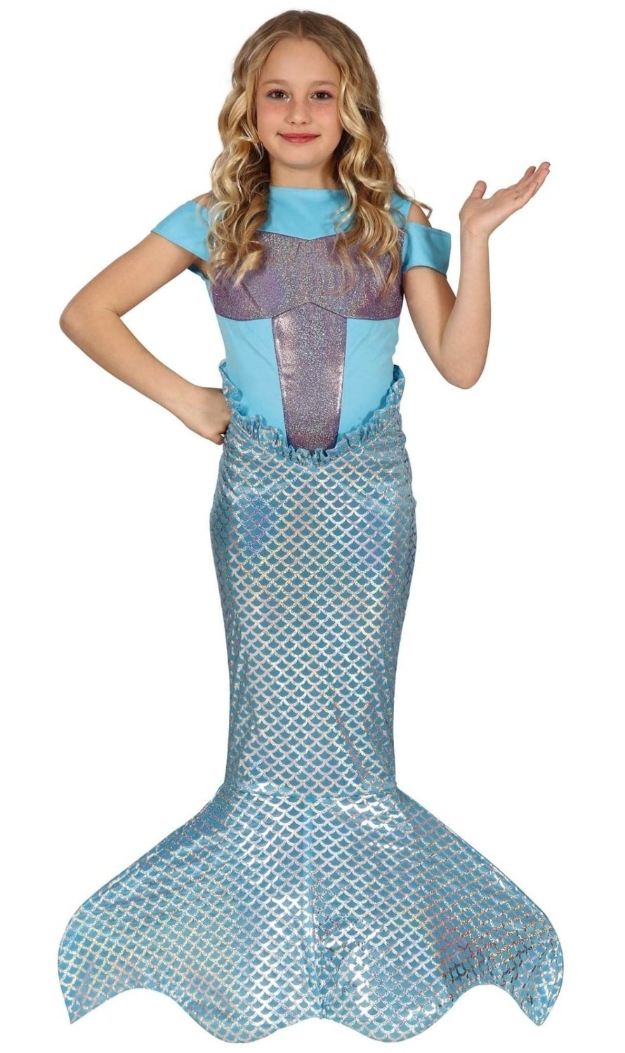 AOOWU Vestito Sirenetta Bambina, Sirena Principessa Vestito Costume Con Parrucca, Vestiti Sirenetta Costumi Cosplay Sirena Per Halloween, Natale - Foto 3