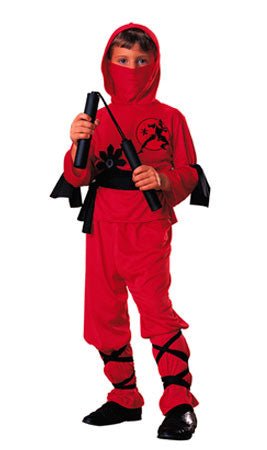 Costume da Ninja Rosso per bambini e bambine da 5 a 10 anni