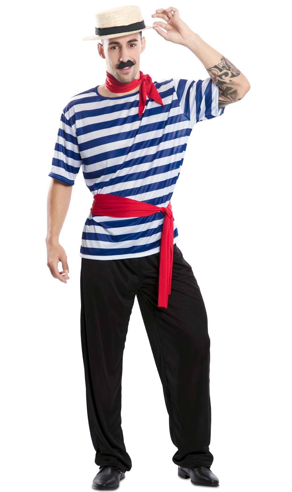 Costume Da Bagno Unisex Retrò A Righe Blu E Bianche – Anni '20 – 100% Cotone – Per Feste A Tema E Carnevale – Taglie Da S A XXL