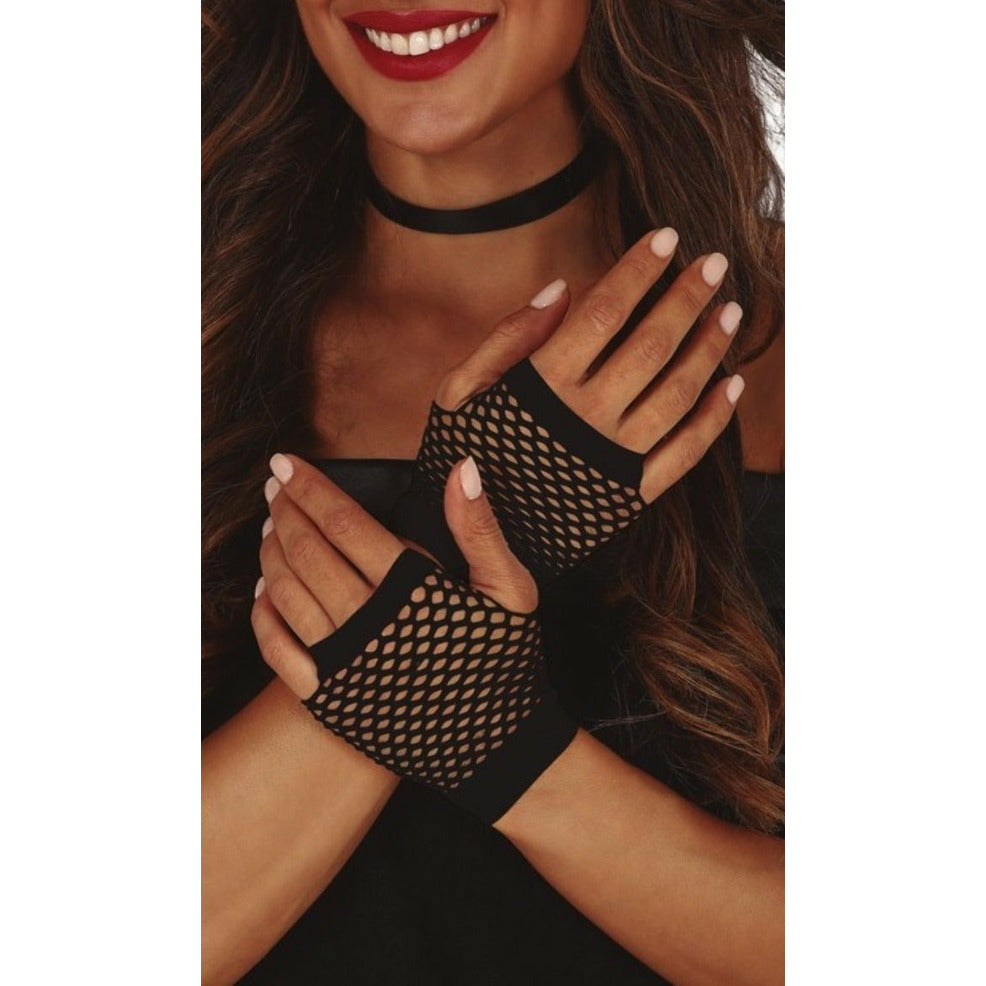 Guantes de Rejilla Corto Negro | Don Disfraz