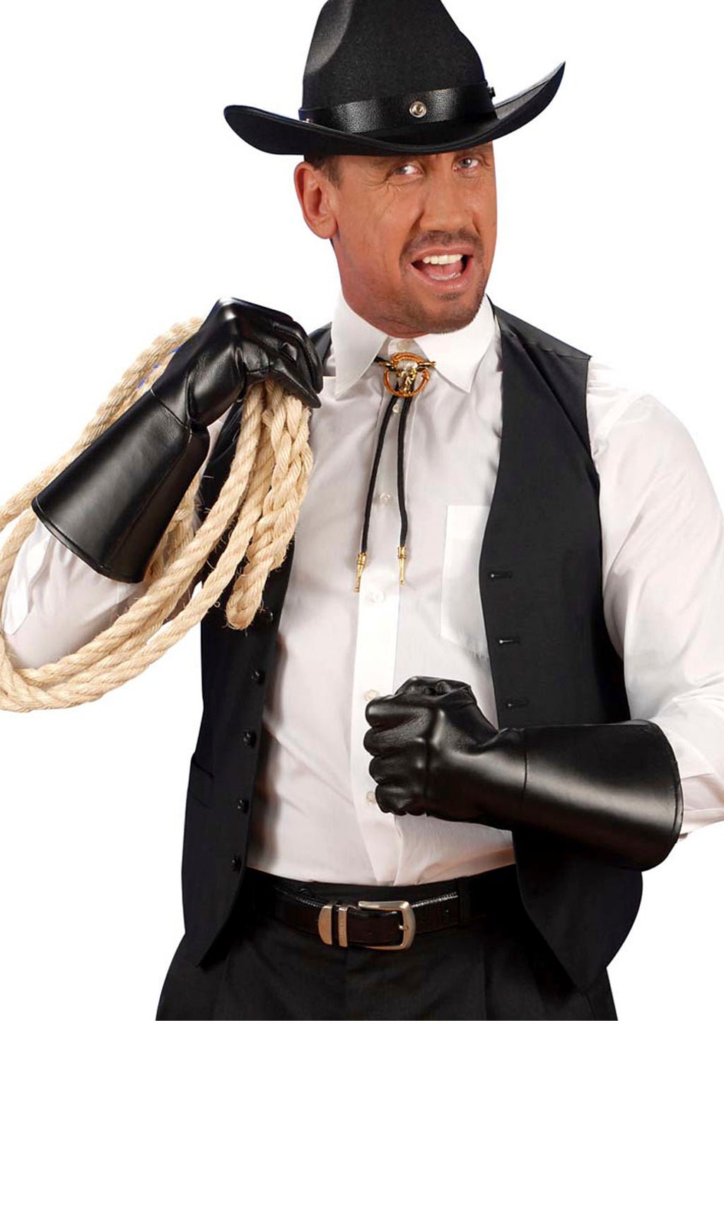 Guanti in similpelle nera