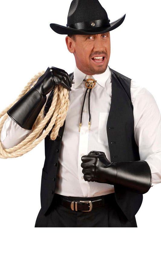 Guanti in similpelle nera