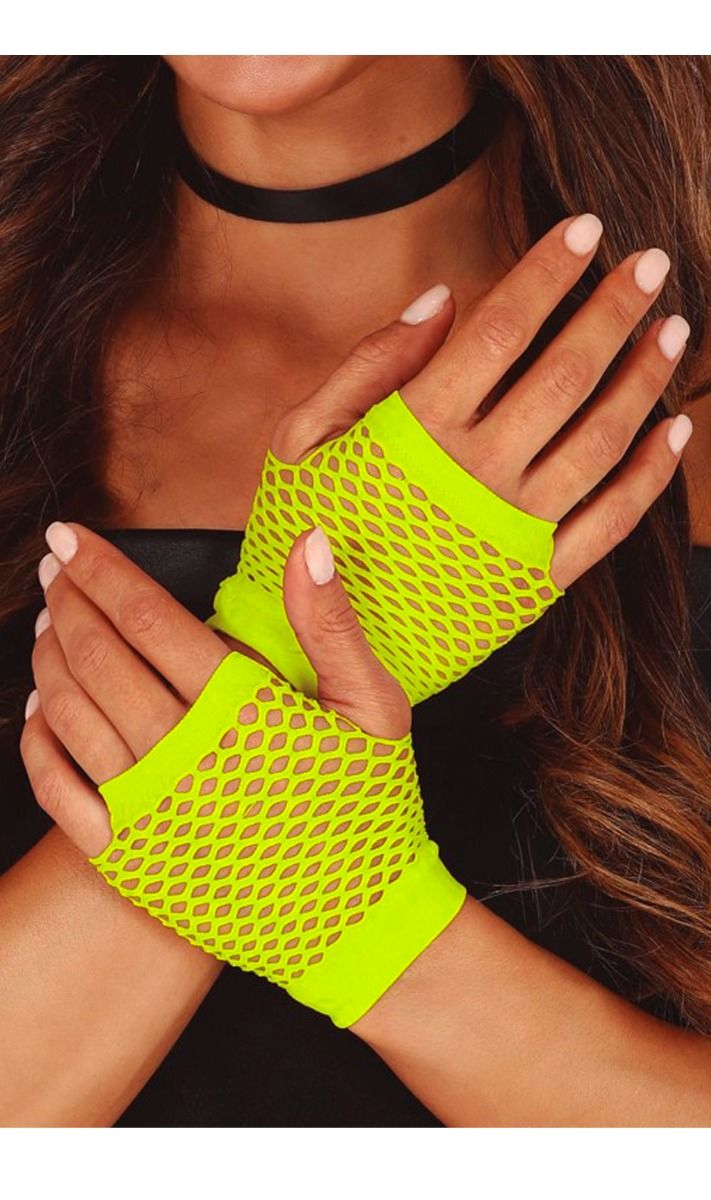 Guantes de Rejilla Corto Amarillo | Don Disfraz