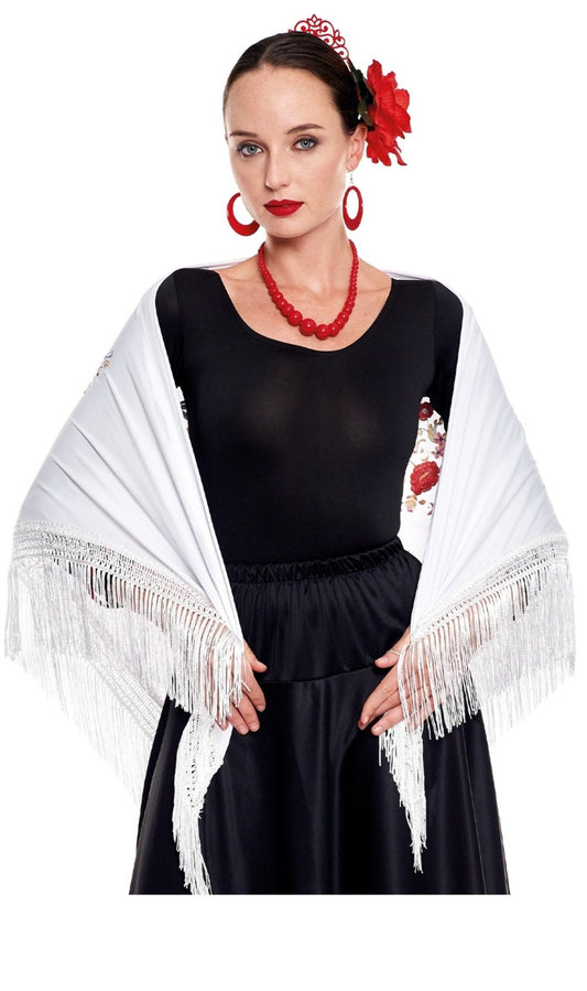 Scialle bianco ricamato