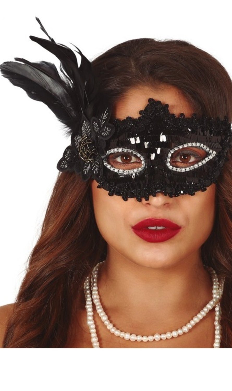 Maschera Veneziana Nera Paillette