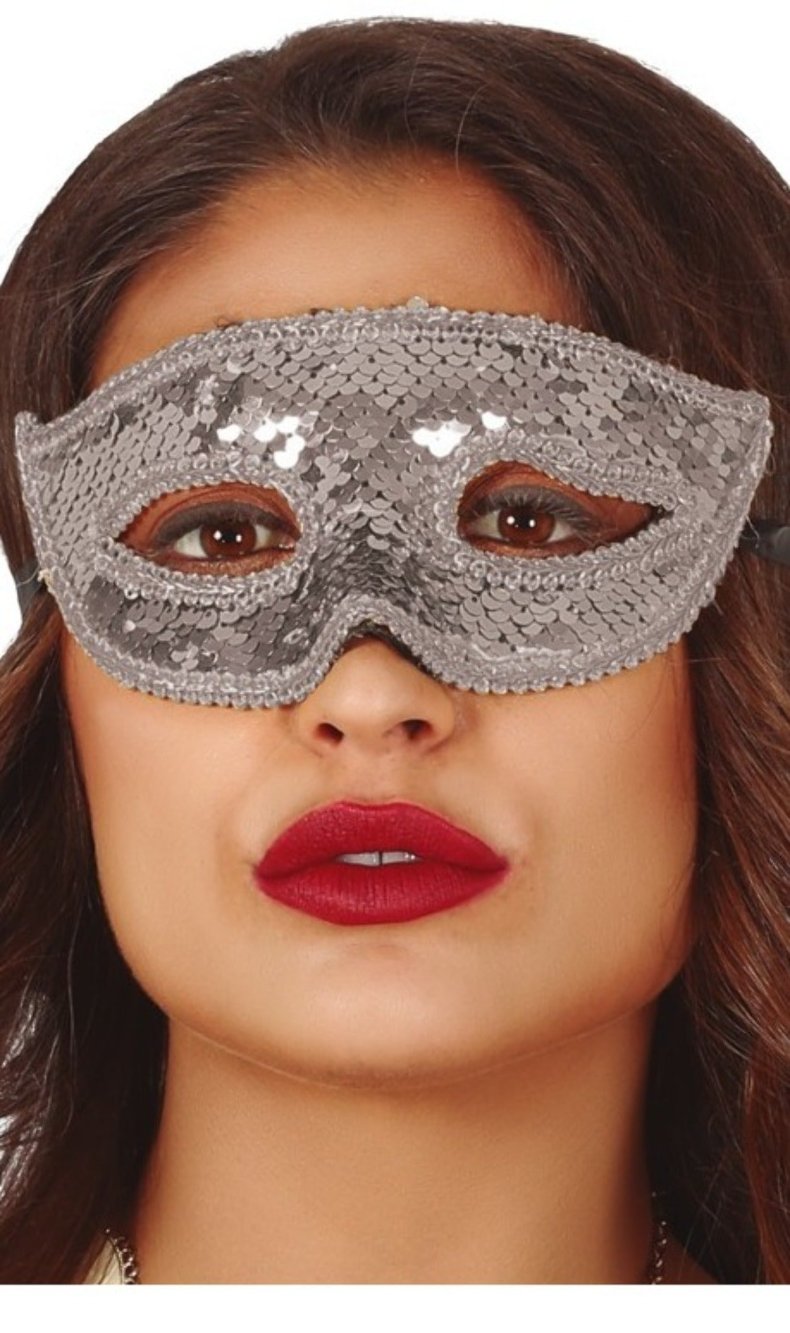 Maschera Veneziana Argento Paillette