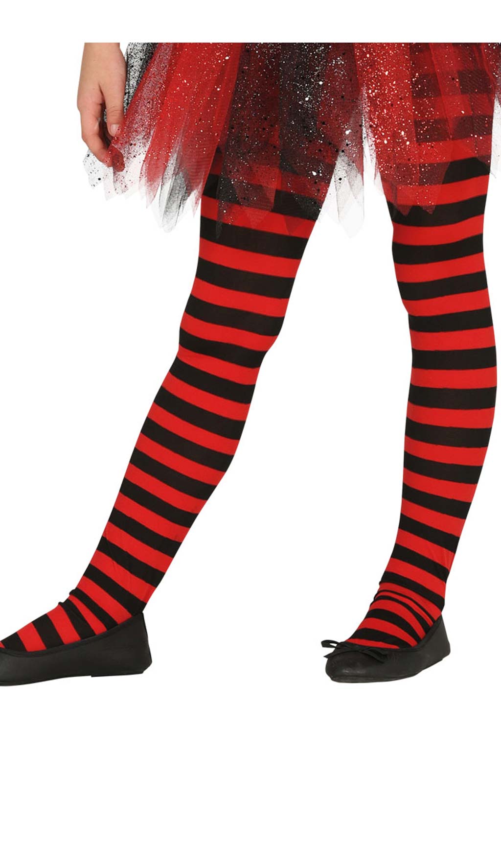 Collant a Righe Nere e Rosse per bambina