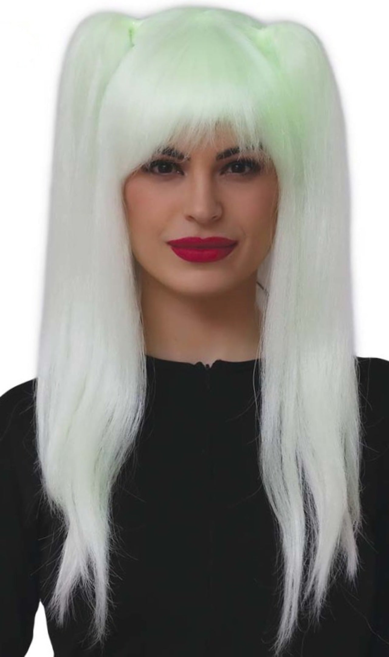 Parrucca Bianca Fluorescente con Codini