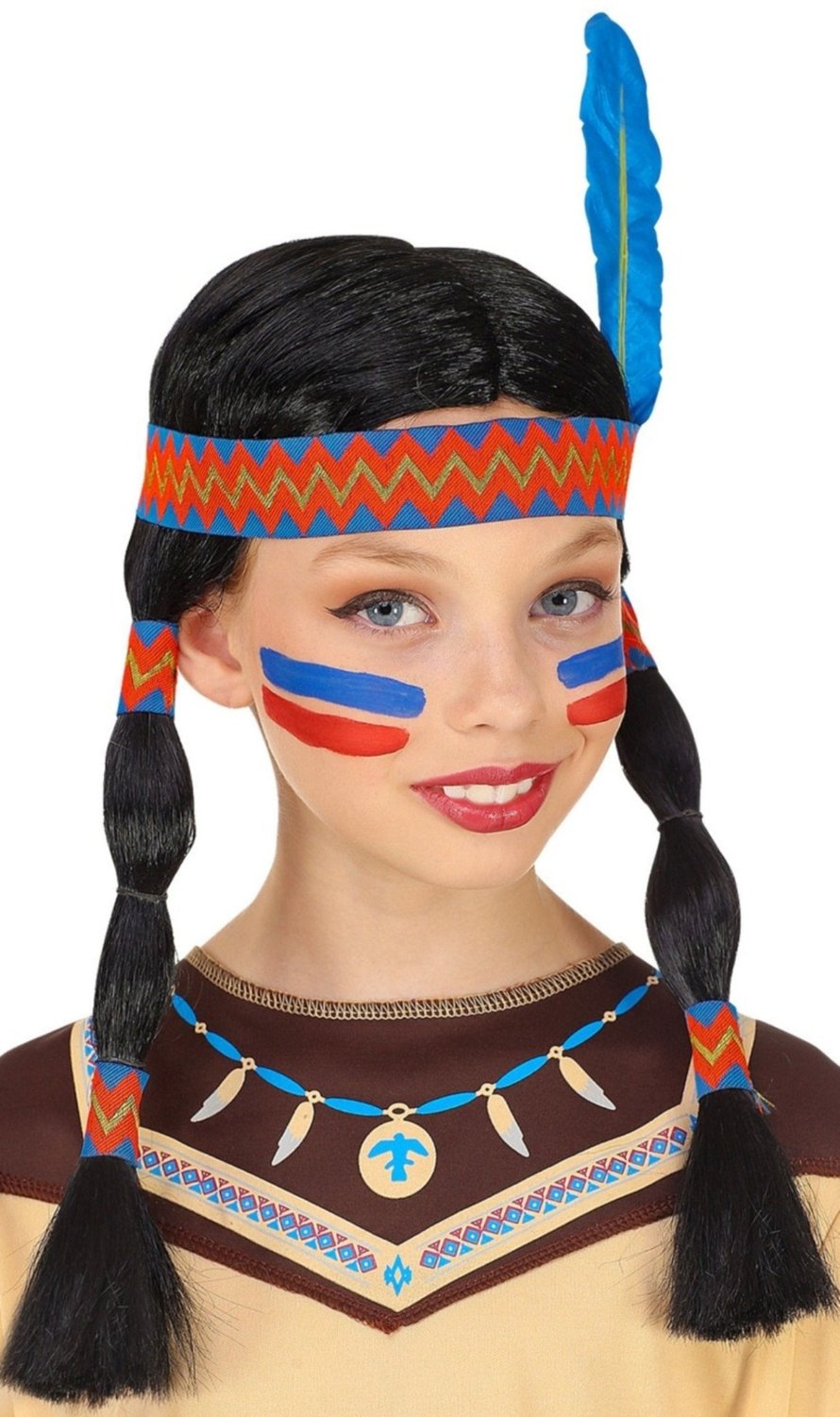 Parrucca da Indiana con Codini per bambina