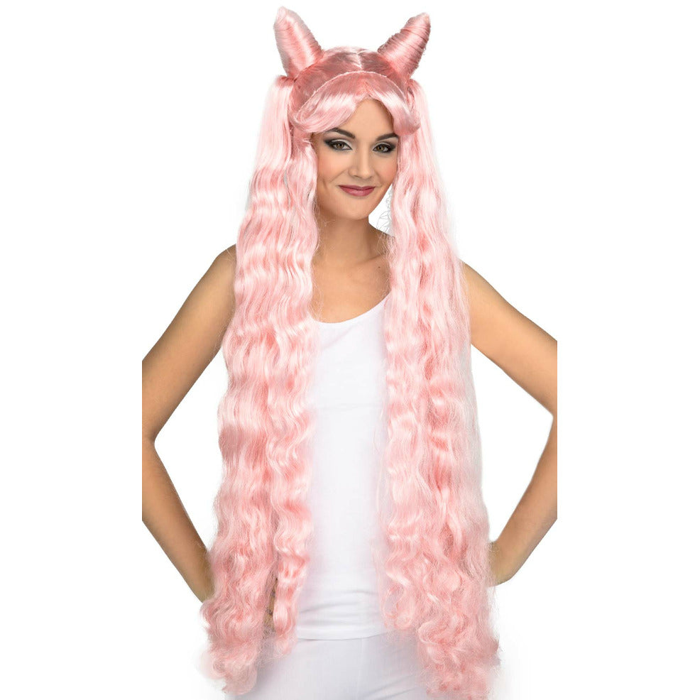 Peluca de Manga Larga Rosa | Don Disfraz