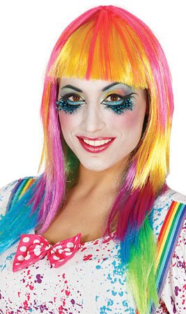 Parrucca Lunga Frangia Multicolore
