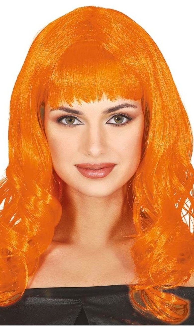 Parrucca arancione frangia lunga
