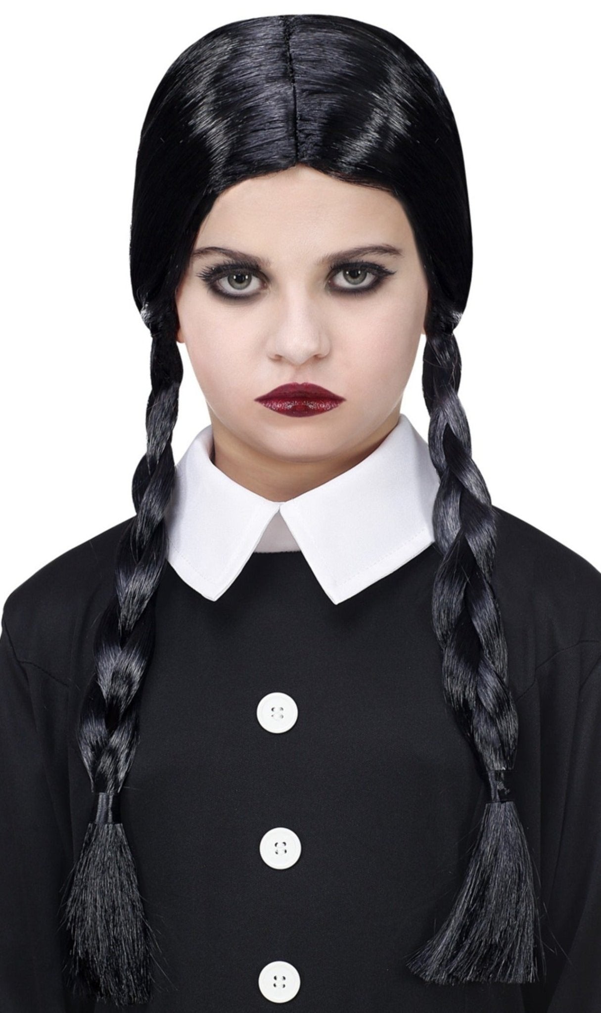 Parrucca Nera con Trecce di Ragazza Inquietante per bambina