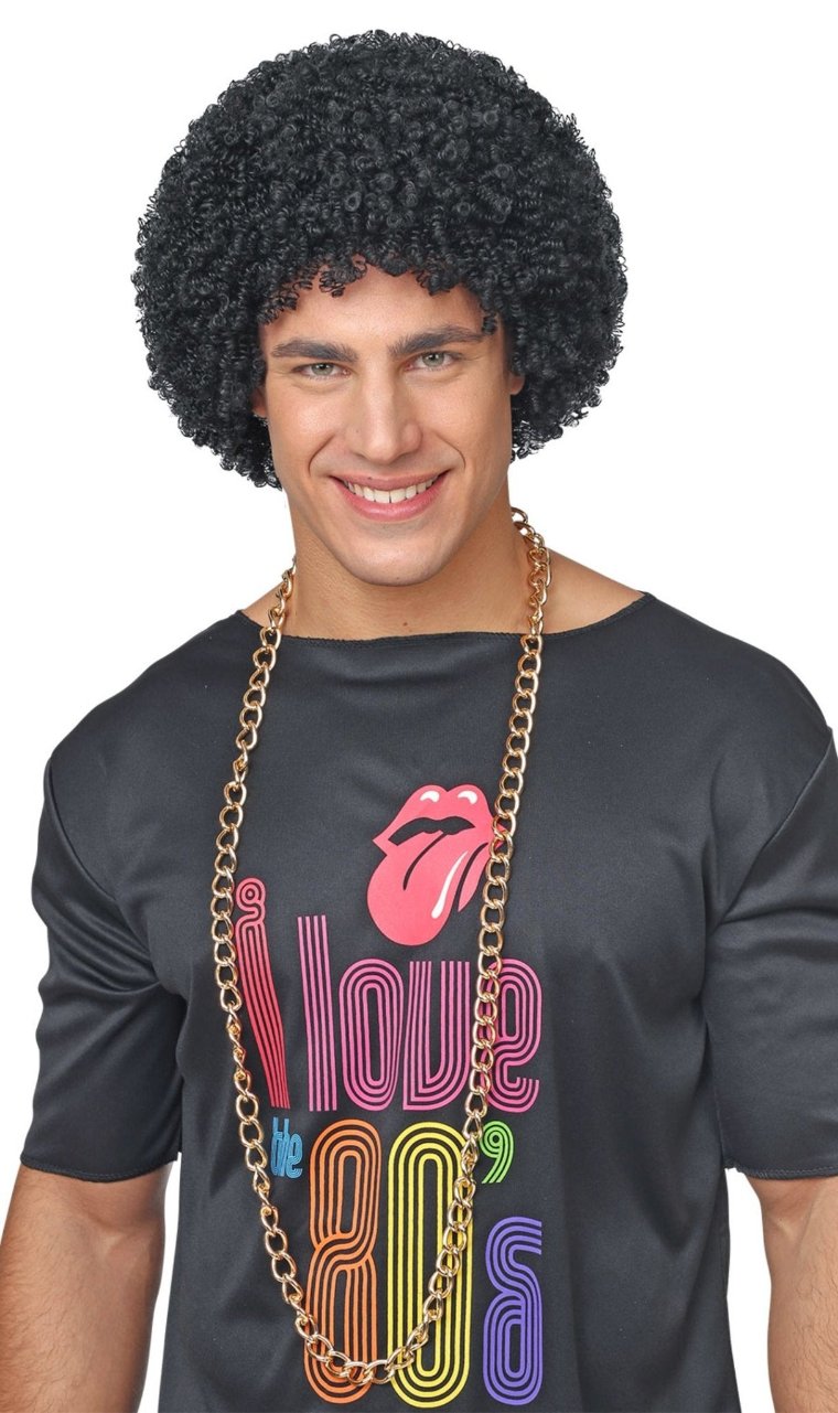 Parrucca Nera Riccia da Anni 60