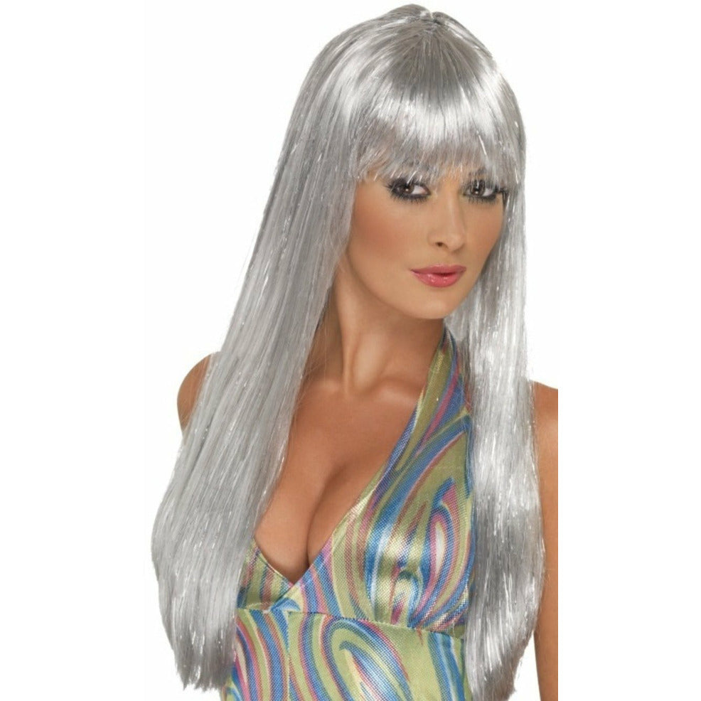 Peluca Plateada Glitter | Don Disfraz