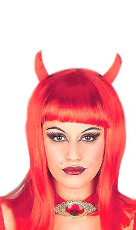 Parrucca Rossa da Diavolessa con Corna