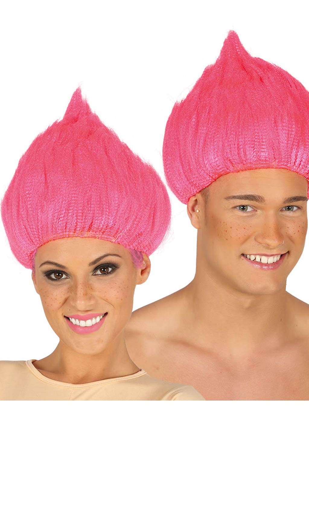 Parrucca Troll Puntiforme Rosa