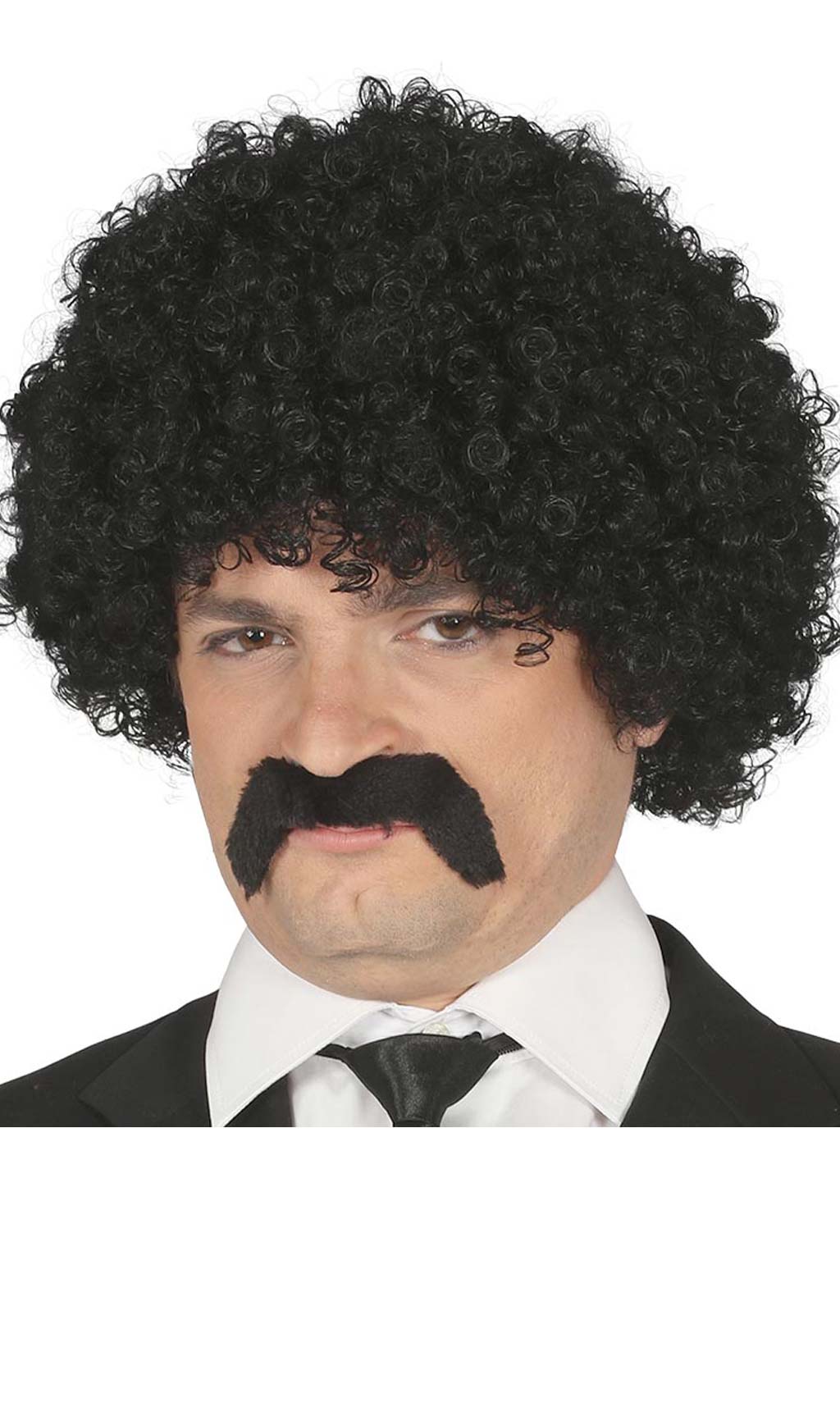 Parrucca Riccia e Baffi Neri