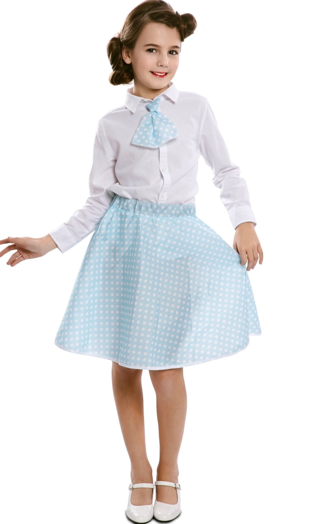 Costume da bambina curiosa – S – vestito blu con grembiule, fascia nera e  collant a righe – costume per ragazze World Book Day Book Week : :  Moda