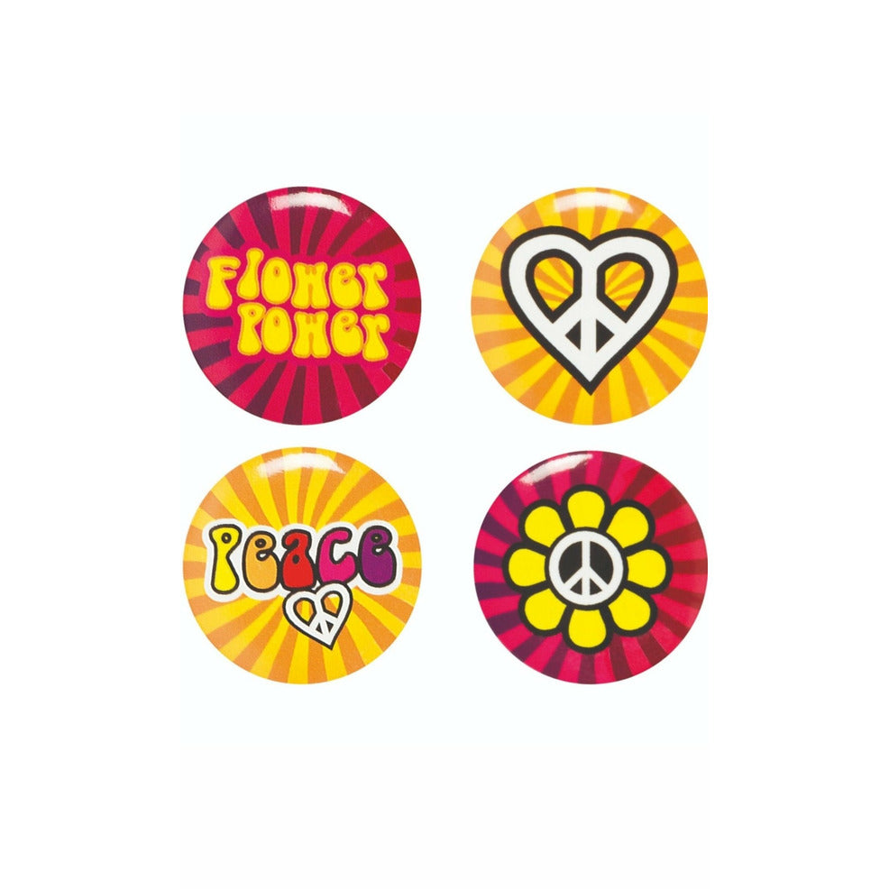 Set de Chapas Hippie Flower | Don Disfraz