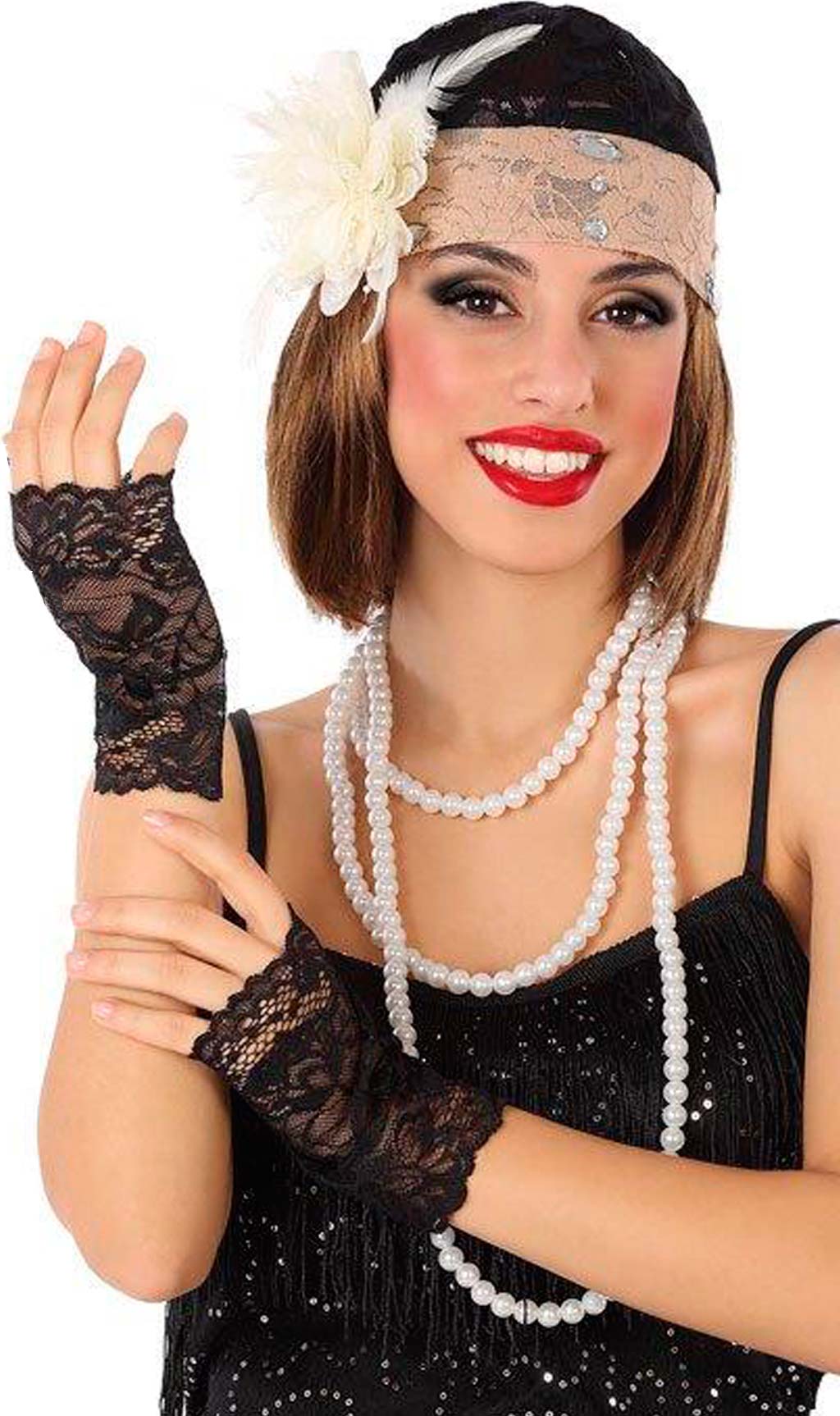 NET TOYS Accessori da Charleston con Stola & Ornamento per la Testa |  Grigio | Travestimento Femminile da Sogno Set Costume Anni ´20 & ´30 |  Adatto a