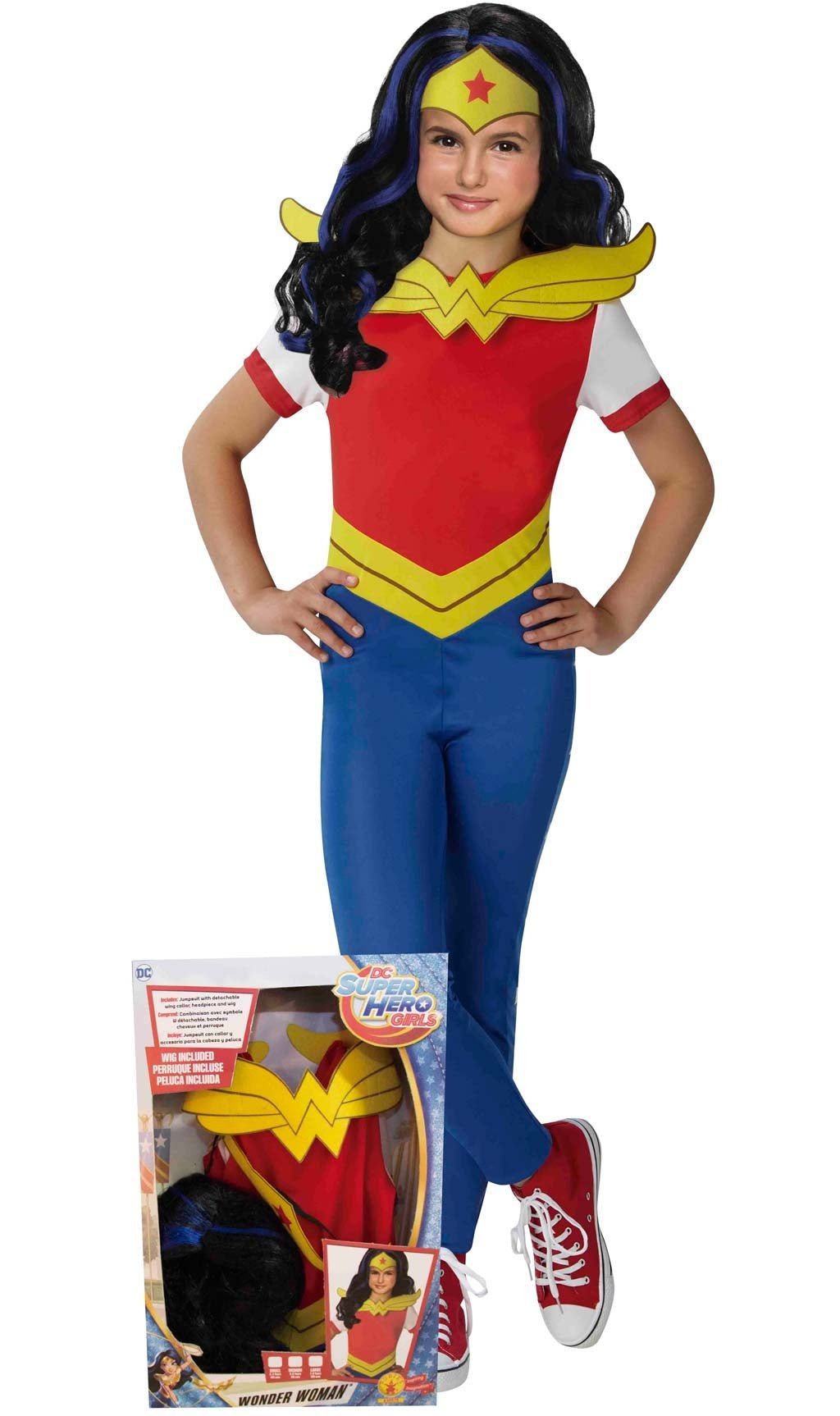Funidelia | Parrucca di Wonder Woman per bambina Supereroi, DC Comics, Lega  della Giustizia - Accessori per Bambini, accessorio per costume - Nero