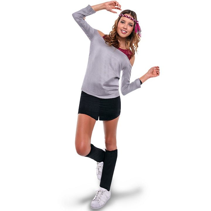 Costume da Aerobica anni '80 Grigio per donna