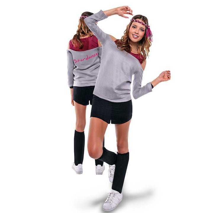 Costume da Aerobica anni '80 Grigio per donna