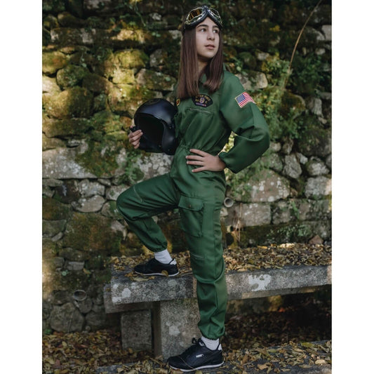 Costume da Pilota da Caccia Verde bambino
